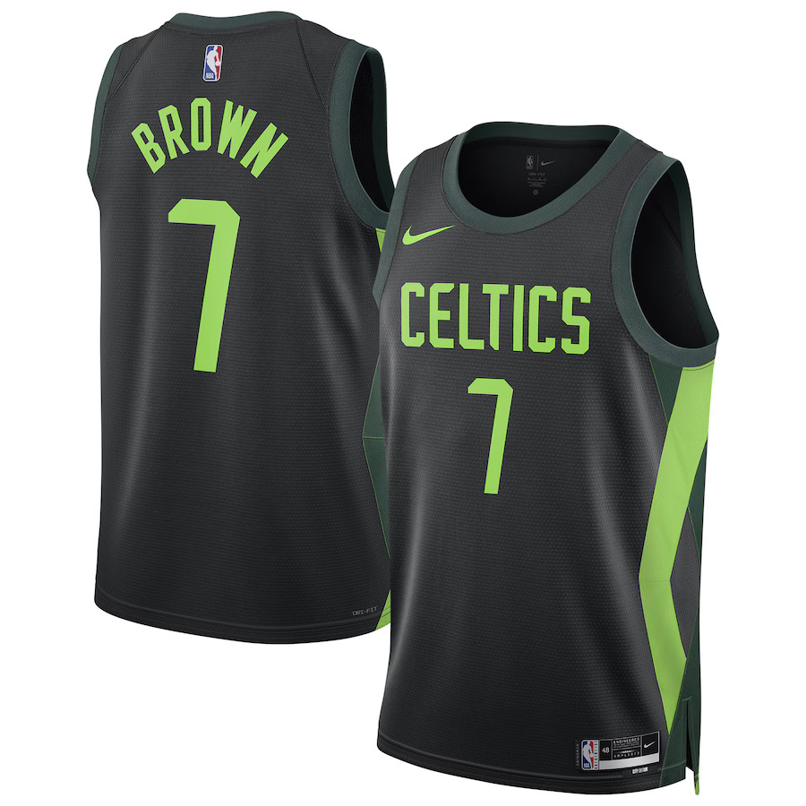 Men Boston Celtics #7 Jaylen Brown Nike Black City Edition 2024-25 Swingman Player NBA Jersey